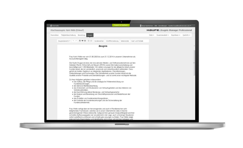 Haufe Zeugnis Manager Professional: Die Revolution der Zeugniserstellung.