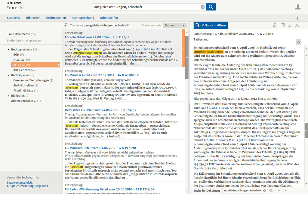 Haufe Erbrecht: Berechnungsprogramm und Fachbibliothek