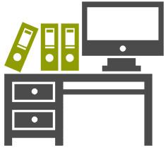 Arbeitsplatz mit Belegen Arbeitsplatz mit Belegen